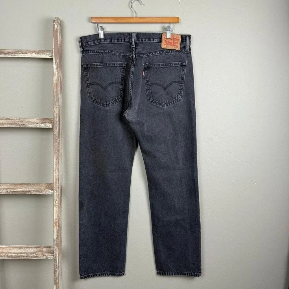Vintage Y2K Levi 505 Black Denim Straight Fit Jeans‎ 36x32